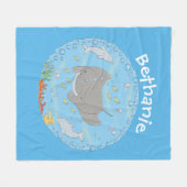 Cute manta ray en bubbles cartoon illustratie fleece deken (Voorkant (Horizontaal))