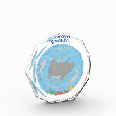 Cute manta ray en bubbles cartoon illustratie fotoblokken (Links)