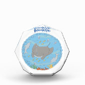 Cute manta ray en bubbles cartoon illustratie fotoblokken (Voorkant)