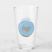 Cute manta ray en bubbles cartoon illustratie glas (Achterkant)