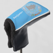 Cute manta ray en bubbles cartoon illustratie golfheadcover (3/4 voorkant)