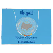 Cute manta ray en bubbles cartoon illustratie groot cadeauzakje (Achterkant)