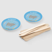 Cute manta ray en bubbles cartoon illustratie handwaaier (Niet-gemonteerd)