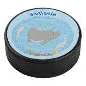 Cute manta ray en bubbles cartoon illustratie hockey puck (3/4)