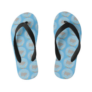 Cute manta ray en bubbles cartoon illustratie kinder teenslippers
