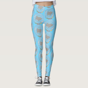 Cute manta ray en bubbles cartoon illustratie leggings