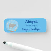 Cute manta ray en bubbles cartoon illustratie naamplaatje (In situ)