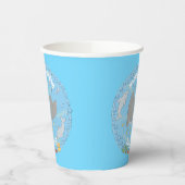 Cute manta ray en bubbles cartoon illustratie papieren bekers (Links)