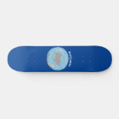 Cute manta ray en bubbles cartoon illustratie persoonlijk skateboard (Horizontaal)