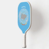 Cute manta ray en bubbles cartoon illustratie pickleball paddle (Links)