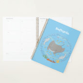 Cute manta ray en bubbles cartoon illustratie planner (Display)
