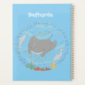 Cute manta ray en bubbles cartoon illustratie planner (Achterkant)