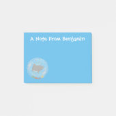 Cute manta ray en bubbles cartoon illustratie post-it® notes (Voorkant)