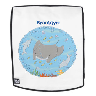 Cute manta ray en bubbles cartoon illustratie rugtassen