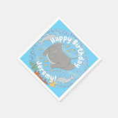 Cute manta ray en bubbles cartoon illustratie servet (Hoek)