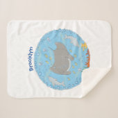 Cute manta ray en bubbles cartoon illustratie sherpa deken (Voorkant (horizontaal))