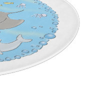 Cute manta ray en bubbles cartoon illustratie snijplank (Hoek)