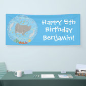 Cute manta ray en bubbles cartoon illustratie spandoek (Beurs)