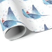Cute Manta Ray-Zeeen en kerstmis Cadeaupapier (Rol Hoek)