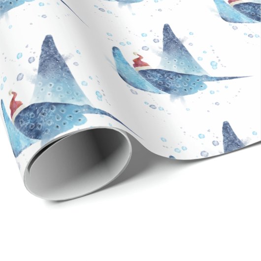 Cute Manta Ray-Zeeen en kerstmis Cadeaupapier (Rol Hoek)