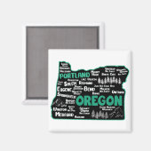 Cute map of Oregon, Portland, Salem, Eugene Magneet (Voorkant / Achterkant)