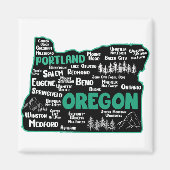Cute map of Oregon, Portland, Salem, Eugene Magneet (Voorkant)