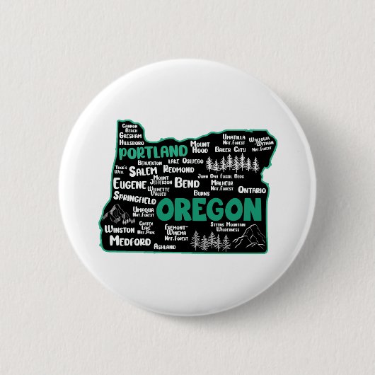 Cute map of Oregon, Portland, Salem, Eugene Ronde Button 5,7 Cm (Voorkant)