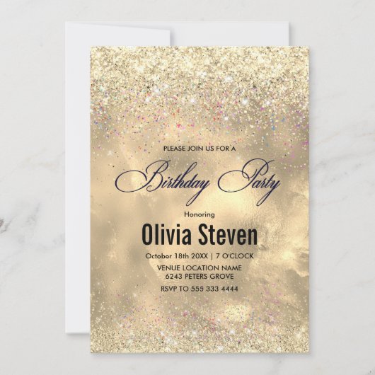 Cute marble art goudfaux glitter monogram kaart (Voorkant)