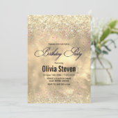 Cute marble art goudfaux glitter monogram kaart (Staand voorkant)