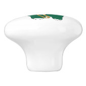 Cute Marching Bunny Trombone Player Green Gold Keramische Knop (Zijkant)