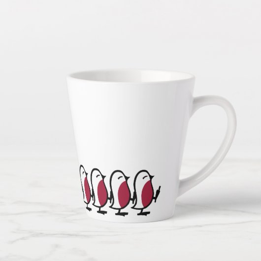 Cute Marching Robins Simple Bird Line Drawing Latte Mok (Rechts)