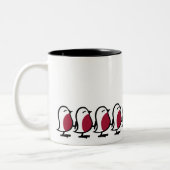 Cute Marching Robins Simple Bird Line Drawing Tweekleurige Koffiemok (Links)