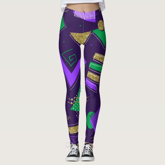 Cute Mardi Gra patroon Leggings (Voorkant)