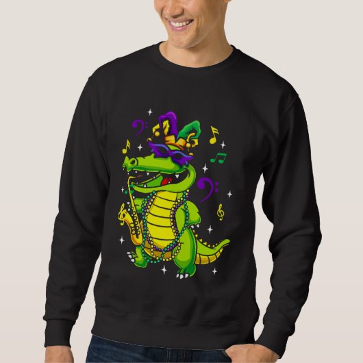 Cute Mardi Gras Alligator for Kids or Adults Trui (Voorkant)