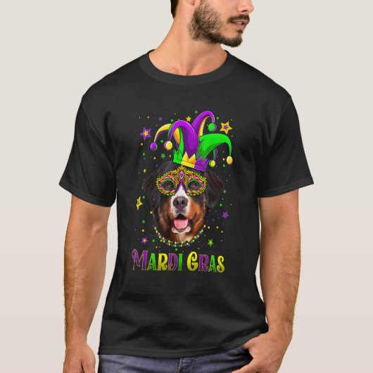 Cute Mardi Gras Carnival Bernese Mountain Dog Mard T-shirt (Voorkant)