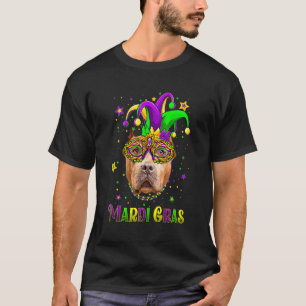 Cute Mardi Gras Carnival Pitbull Dog Mardi Gras T-shirt