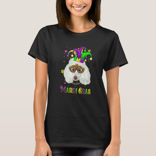 Cute Mardi Gras Carnival Poodle Dog Mardi Gras T-shirt (Voorkant)