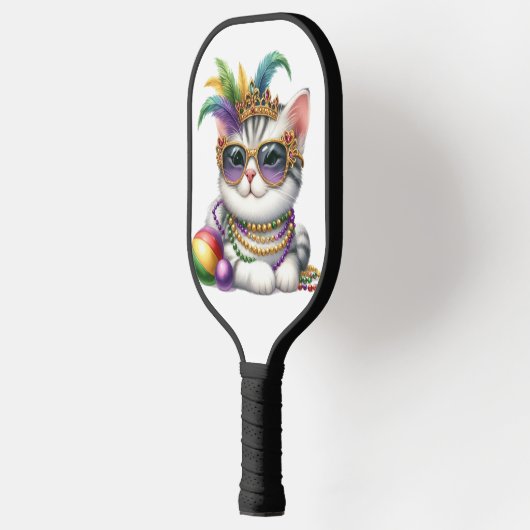 CUTE MARDI GRAS DRESSED KITTY CAT PICKLEBALL PADDLE (Links)