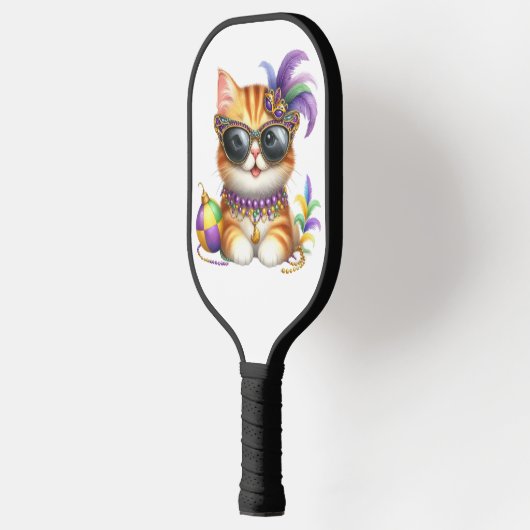 CUTE MARDI GRAS DRESSED KITTY CAT PICKLEBALL PADDLE (Links)