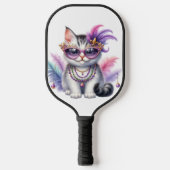 CUTE MARDI GRAS DRESSED KITTY CAT PICKLEBALL PADDLE (Voorkant)