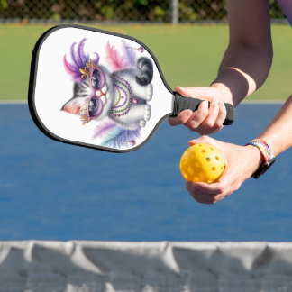 CUTE MARDI GRAS DRESSED KITTY CAT PICKLEBALL PADDLE