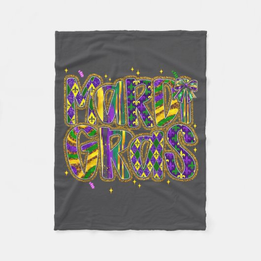 Cute Mardi Gras Fat Coquette Bow Tuesday Kids Girl Fleece Deken (Voorkant)