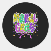 Cute Mardi Gras Fat Tuesday Coquette Bow Kids Girl Ronde Sticker (Voorkant)