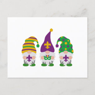 Cute Mardi Gras Gnome Feestdagenkaart