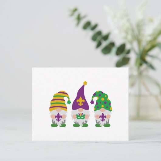 Cute Mardi Gras Gnome Feestdagenkaart (Staand voorkant)