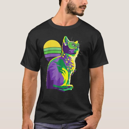 Cute Mardi Gras Kitten New Orleans Cat Owner T-shirt (Voorkant)