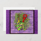 Cute Mardi Gras Love Beads Crawfish Paars Briefkaart (Voorkant / Achterkant)