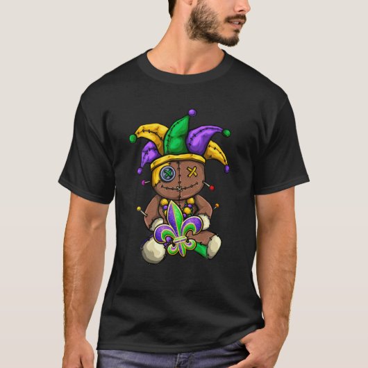 Cute Mardi Gras Voodoo Wearing Mardi Gras Costume T-shirt (Voorkant)