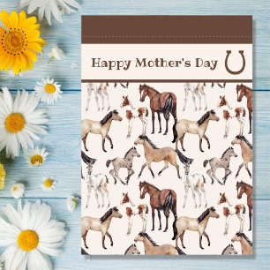 Cute Mares and Foals Horse Moederdag Kaart