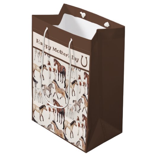 Cute Mares and Foals Horse Moederdag Medium Cadeauzakje (Voorkant Gekanteld)
